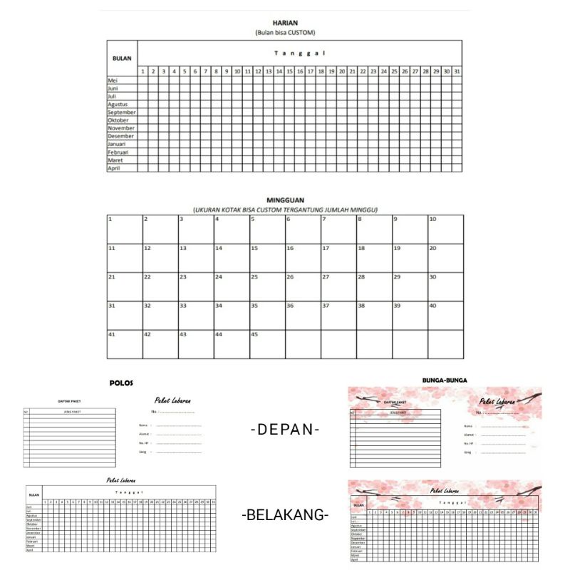 Kartu Paket Lebaran Kartu Paket Harian Kartu Paket Mingguan Bisa Custom Design Format Shopee Indonesia