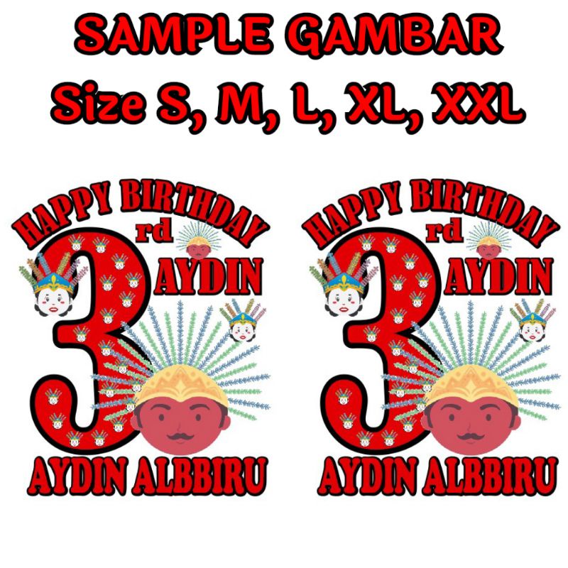 Kaos Custom Motif ulang tahun / gambar bebas / Gambar sendiri / Reques tema / desain suka-suka