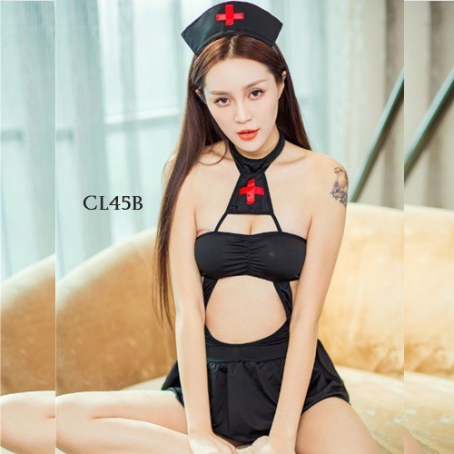 [TOKO TERPERCAYA] KOSTUM COSPLAY PERAWAT SEXY BAJU KOSTUM PERAWAT HITAM CL45B