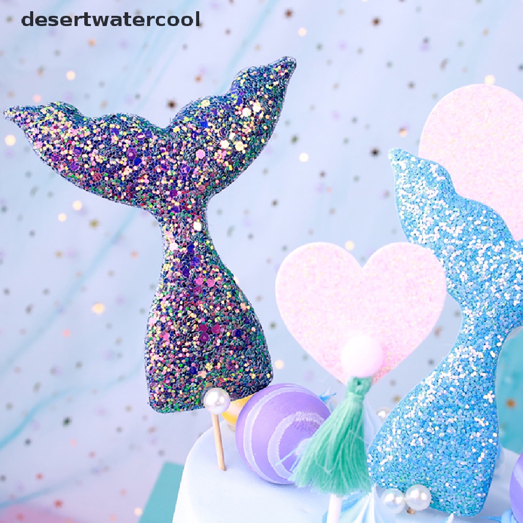 Deid Topper Kue Cupcake Motif Mermaid Untuk Dekorasi Pesta Ulang Tahun / Pernikahan