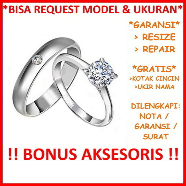 Gratis Ukir Nama Garansi Silver Asli Bisa Pesan Model Cincin Kawin Couple Perak Tunangan Nikah Id545