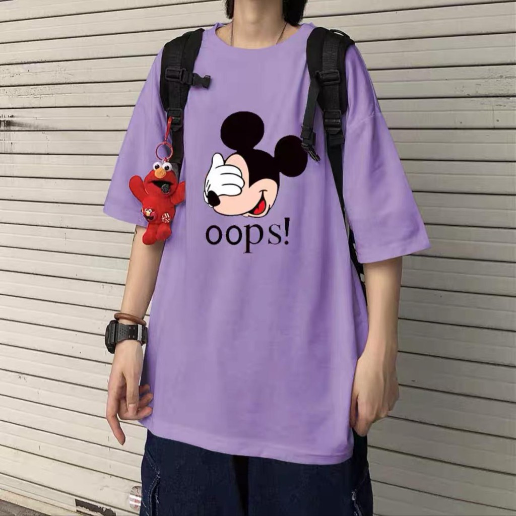 Oversize Tee Tshirt Model Longgar Untuk Wanita Motif Mickey Mouse OOPS