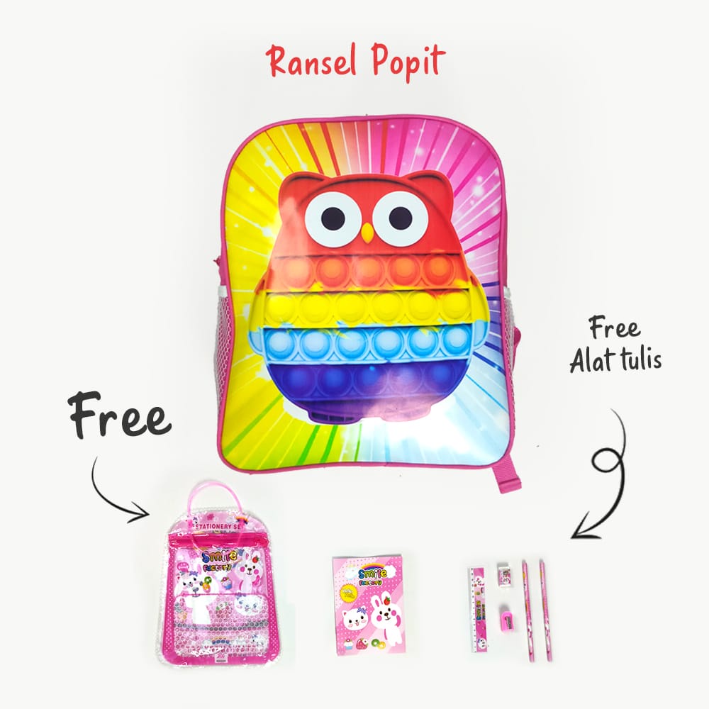 Ransel Anak Boba/Ransel Anak Pop it/Tas Sekolah Anak/Ransel Anak TK/Tas Sekolah Anak Viral/Tas Sekolah 3in1/Tas Ransel Anak Perempuan.