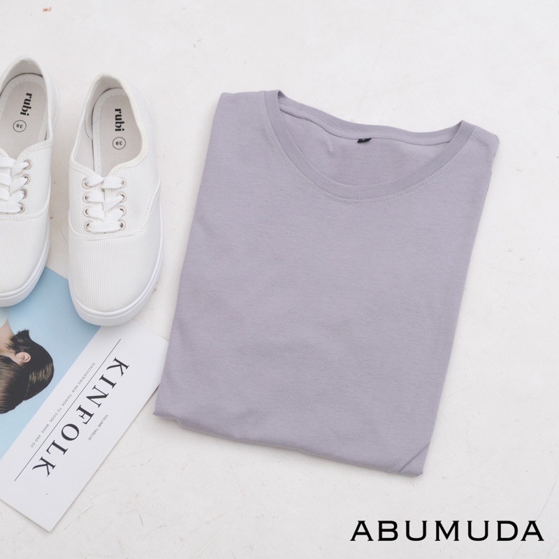 KAOS POLOS A COTTON COMBED 30S BASIC TEE KATUN UNISEX MURAH O NECK OBLONG GROSIR ABG CASUAL DISTRO-ABUMUDA