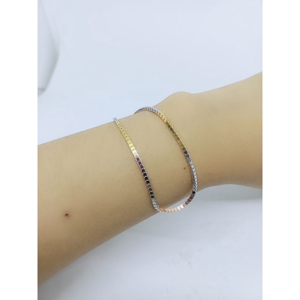 gelang milano ice 1 bel + kombi warna / gelang perak asli silver 925 lapis emas/ gelang fashion