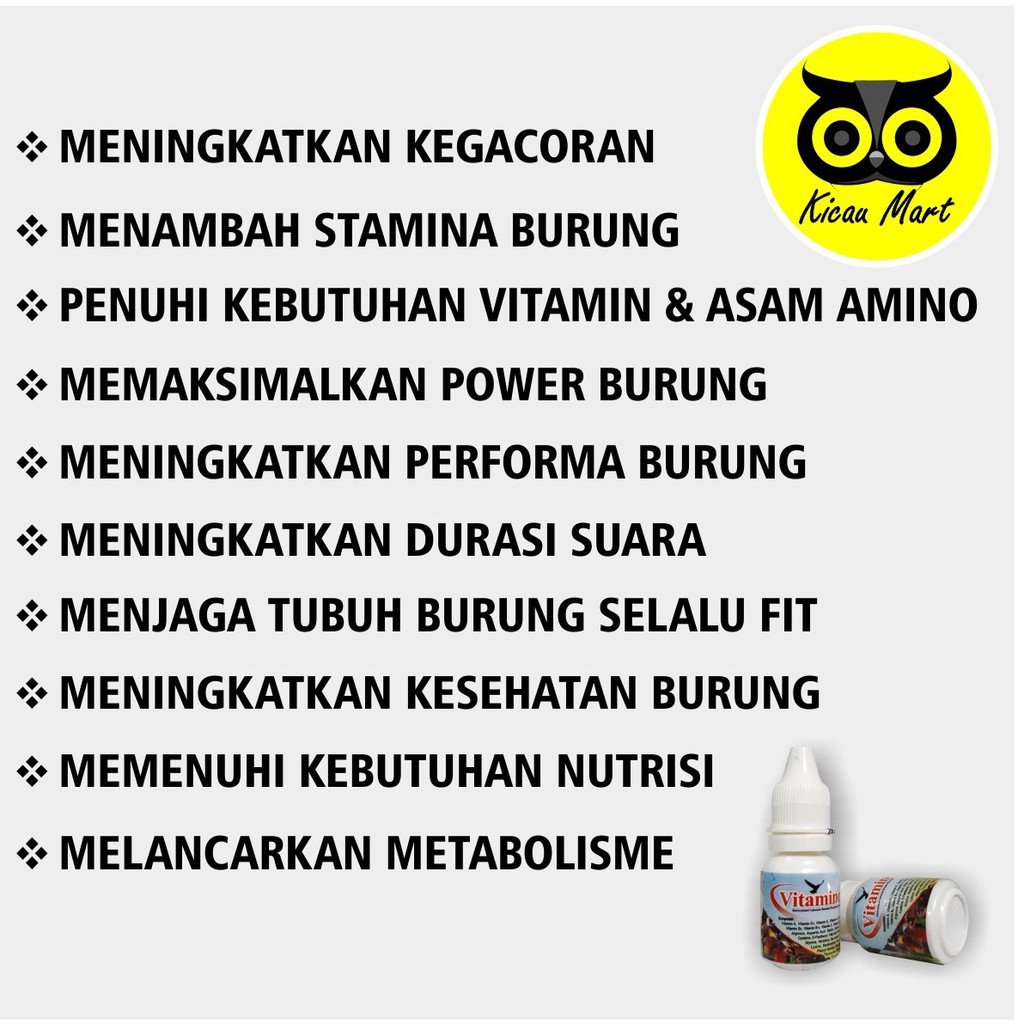 VITAMIN PENGGACOR OBAT BURUNG MURAI KACER PLECI MACET BUNYI VITAMINO HORE PENAMBAH BIRAHI POWER VTMN