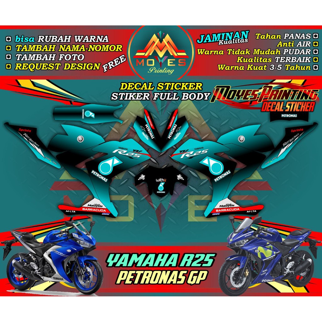 stiker pareasi r25 full body petronas decal stiker motor r25 full body petronas