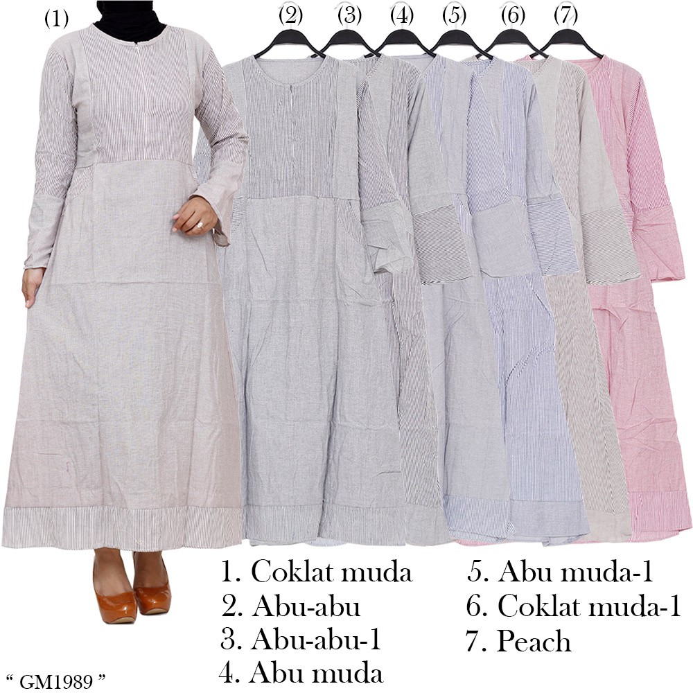  Baju  Muslim Wanita  Gamis  Katun Cantik Katun Salur Harga  