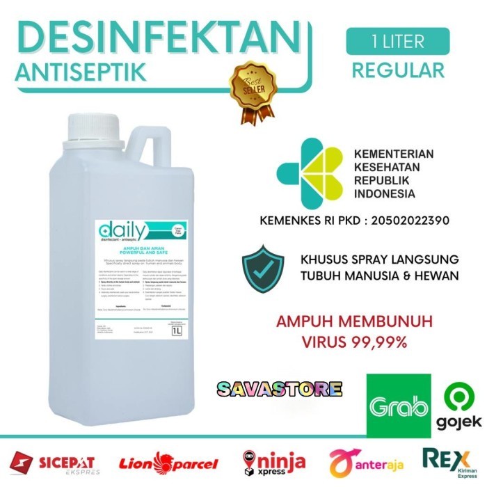 DAILY DISINFECTANT ANTISEPTIC DESINFEKTAN REGULER 1 LITER 1L AMAN UNTUK KULIT &amp; ANAK-ANAK [TERLARIS]