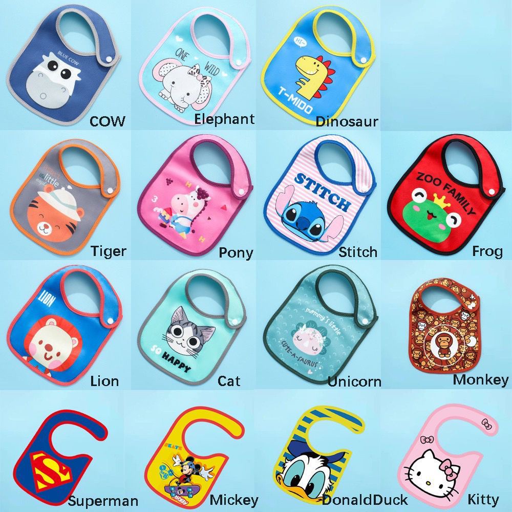 Perlengkapan Bayi Slaber Waterproof/ Celemek Bayi Motif