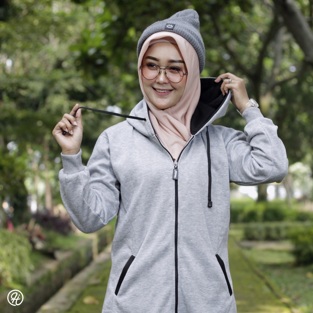 (BEST SELLER) Jaket Sweater Wanita Muslimah Hijab - Hijacket Basic Hijaber Original Panjang Hijaket-2