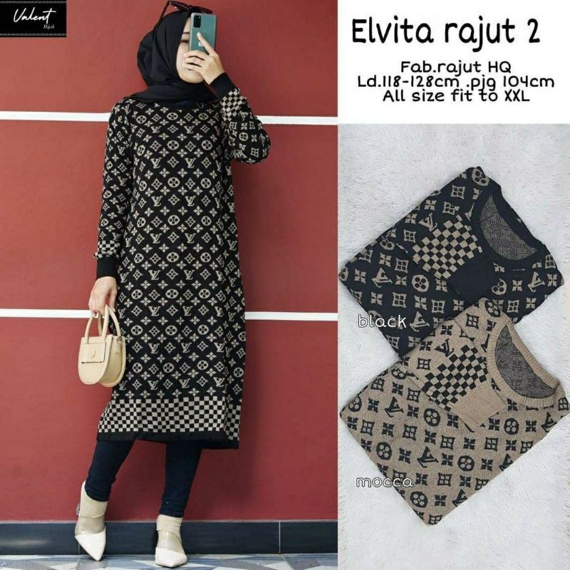 Elvita Rajut #2, TUNIK RAJUT CANTIK MODIS FIT XXXL LD 118-132 BAHAN RAJUT PREMIUM TERMURAH OOTD KEKINIAN