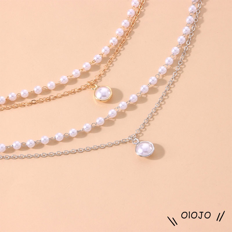 Fashion Korea Wanita Temperamen Manis Gelang Aksesoris Perhiasan Gelang Mutiara Ganda Sederhana - ol