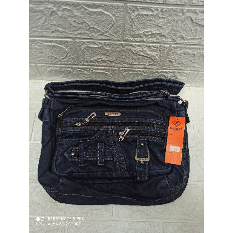 Tas selempang jeans wanita original garnet