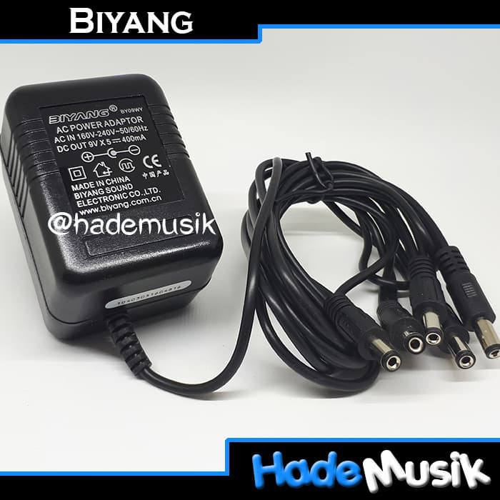 Adaptor Biyang 9V 400maH- Daisy Chain untuk 5 Efek Gitar