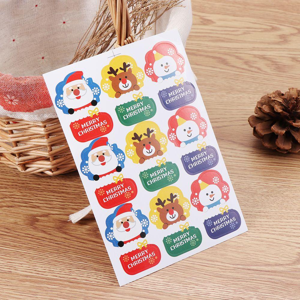 Top Gift Paper Sticker DIY Hiasan Kue Biskuit Paket Label Festival Dekorasi Natal Stiker