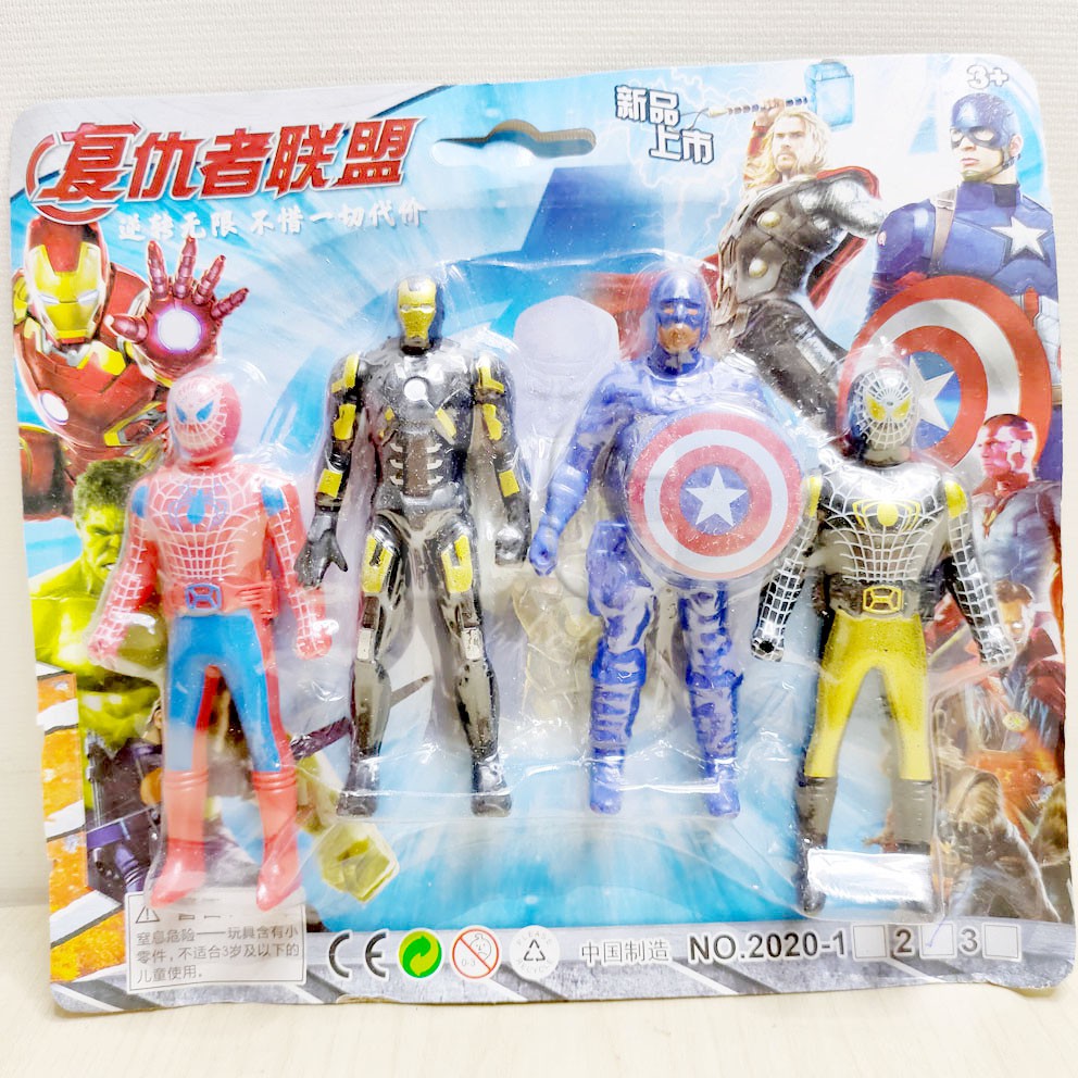 Superheroes 4in1 2020-12 Mainan Mini Action Figure Avengers Captain America Iron Man Spiderman