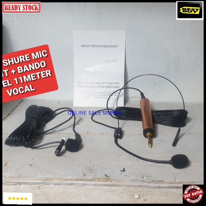 G61 Shure mic kabel headset jepit clip on kancing kerah baju condesor bando + klip mik cable profesional pro vocal vokal karaoke mikrophone microphone audio sound system panggung dj studio sensitif aux emas YOUTUBER G61   BISA DIGUNAKAN SEGALA JENIS AUDIO