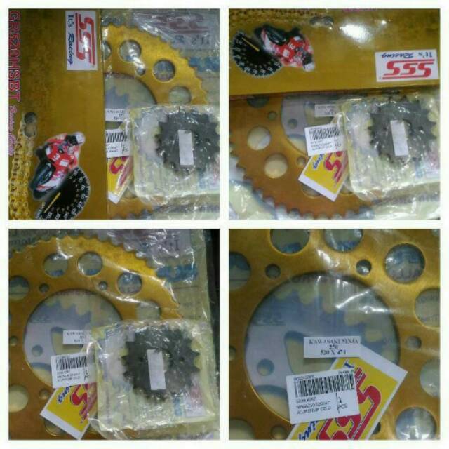 Gear sss/gear set sss yamaha r25 dan mt25 uk 520 hsbt gold titanium