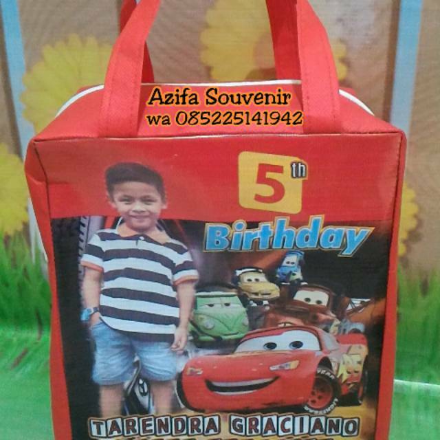 

Tas Souvenir Ulang Tahun / Ultah Anak Zipper/ Resleteng Kartun CARS FULL COLOR