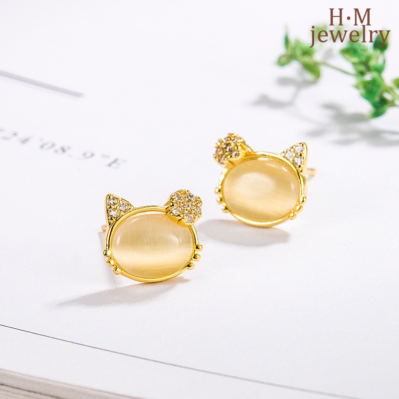 Anting Opal Kitty Gaya Jepang Dan Korea Untuk Wanita