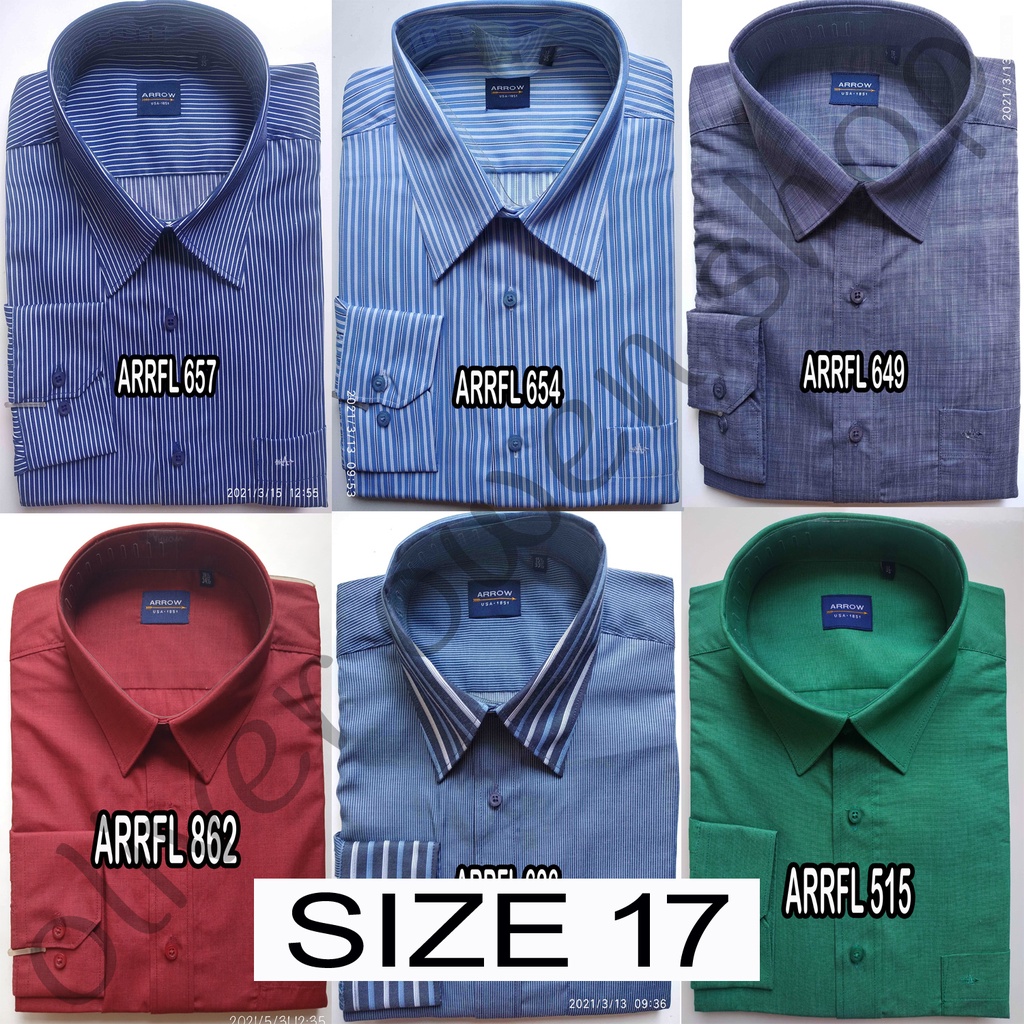 Kemeja Reguler Fit Lengan Panjang Merk ARROW Ukuran 17