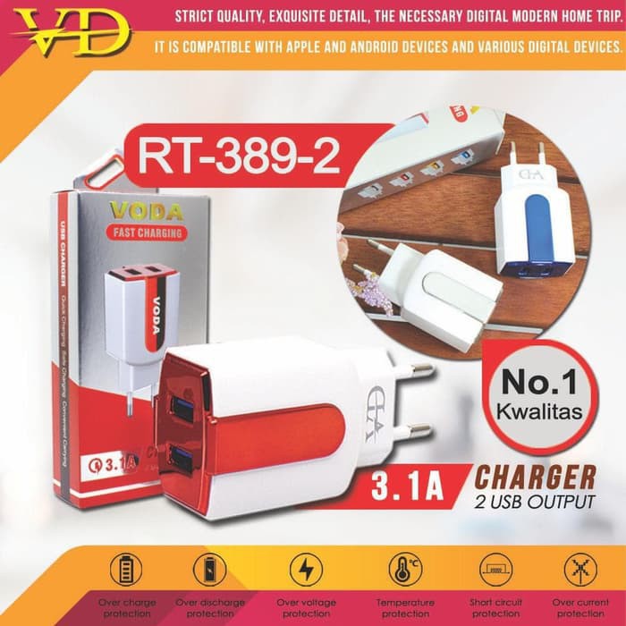 BATOK CHARGER VODA RT-389 3.1A 2USB