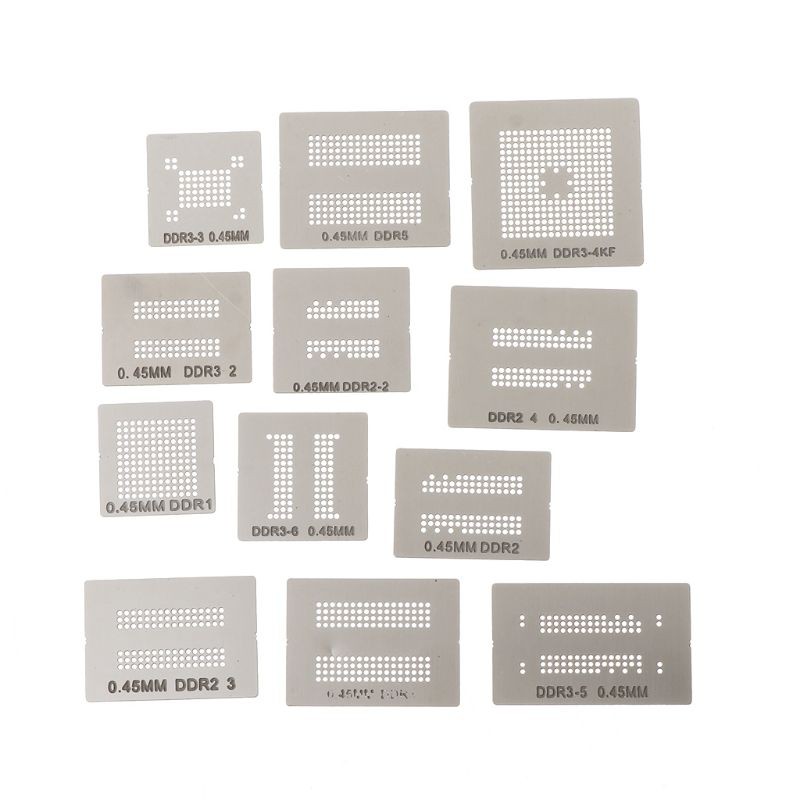 13pcs Template Stensil Bga Reballing Holder Jig Universal Untuk Ddr1 Ddr2 Ddr3