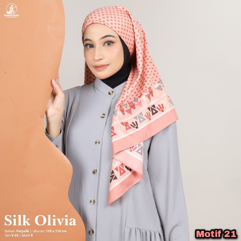 Hijab Umama Silk Olivia Original Premium Jilbab Segiempat Motif