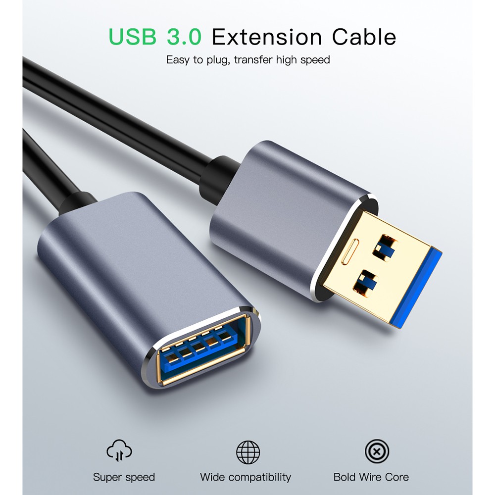 Kabel USB 3.0 Ekstension Male to Female 1.5 Meter - RBT129 - Gray