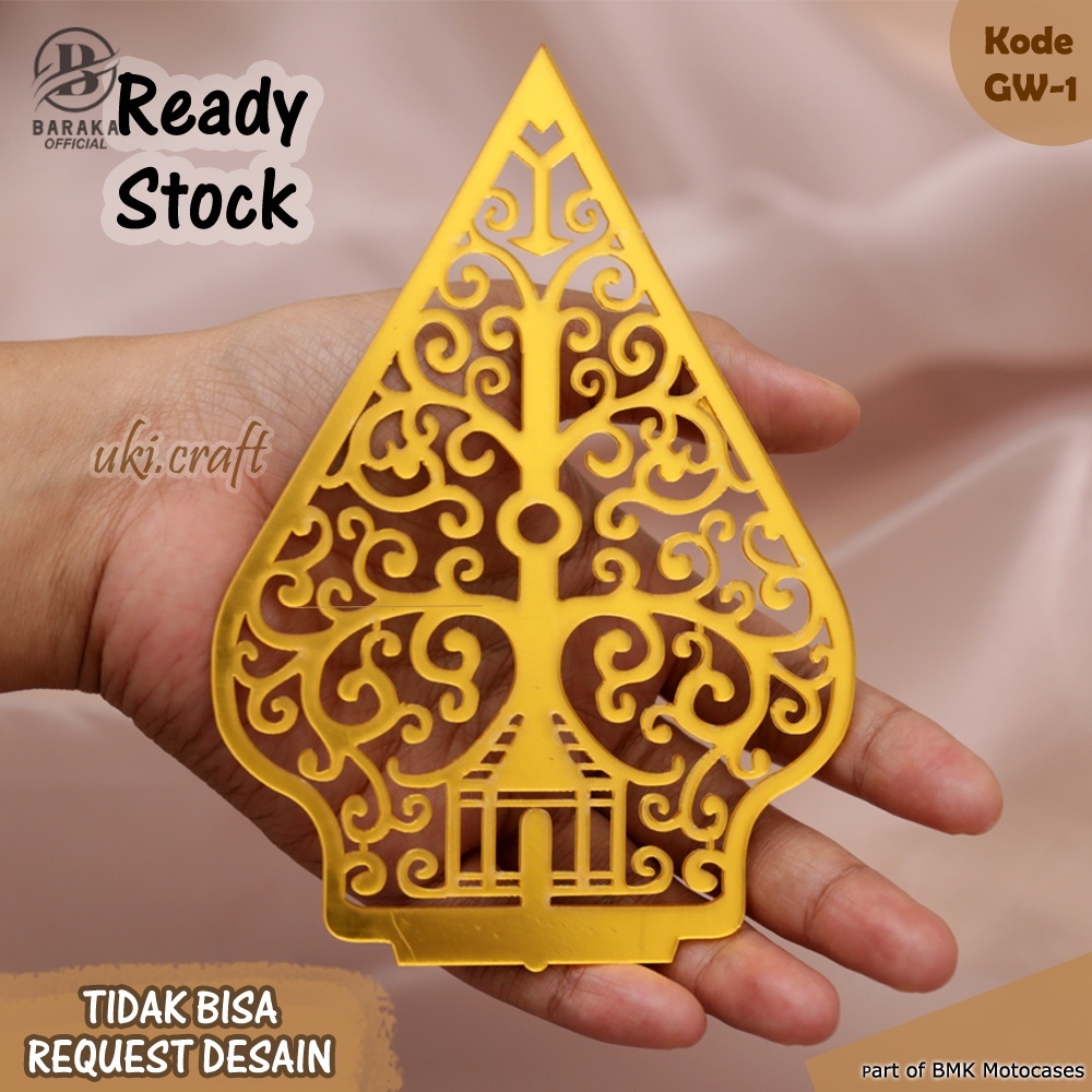 Gunungan Wayang Akrilik Mirror Gold / Emas Dekorasi Hiasan Mahar