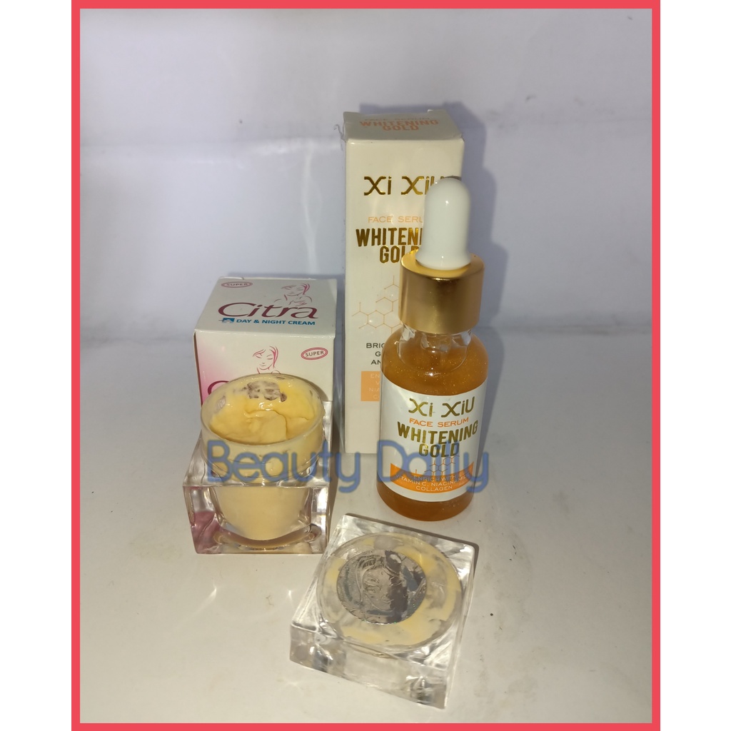 PAKET GLOWING  2 IN 1 - Cream Citra Day & Night Pearly White UV Super Bubuk Mutiara Plus Serum Xi Xi