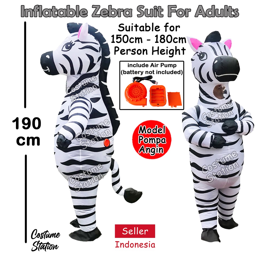 Kostum Zebra / Costume Kuda Animal Hewan Binatang Inflatable pompa angin dewasa