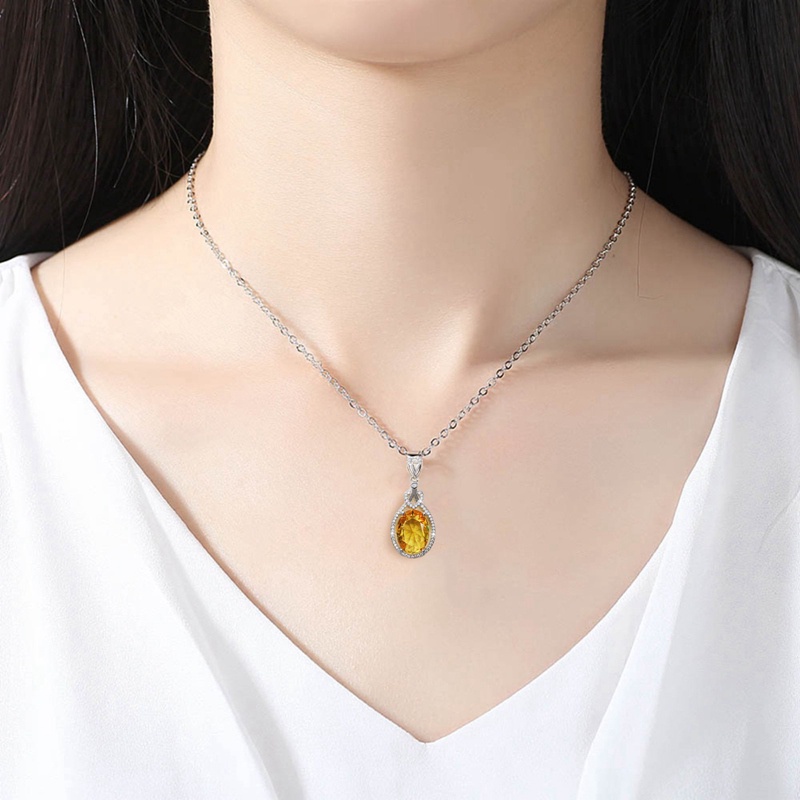 Kalung Dengan Liontin Warna Kuning Biru Untuk Wanita