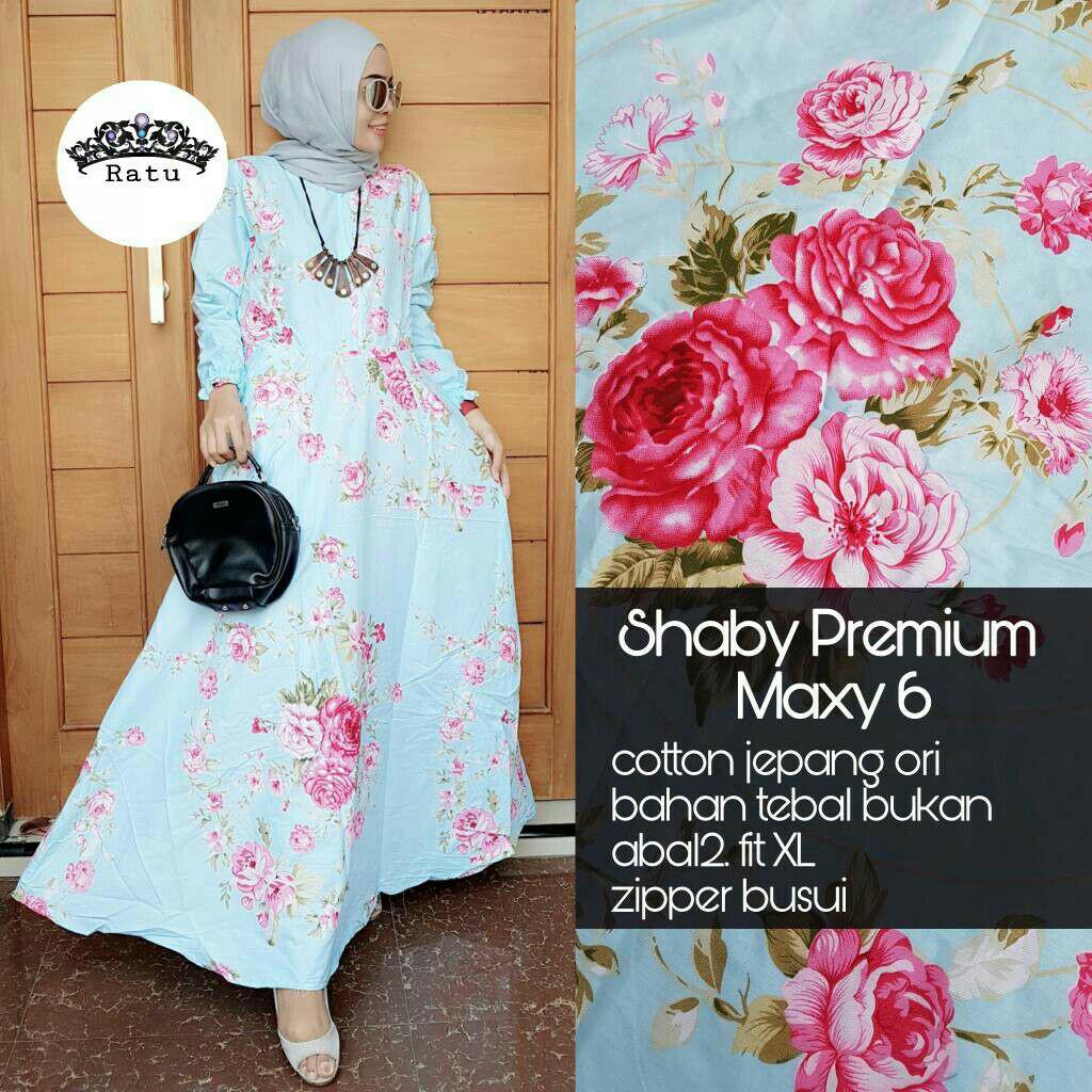 Shaby Premium Maxy 6 - Dress muslim maxy motif bunga gamis bunga gamis shaby pakaian muslim