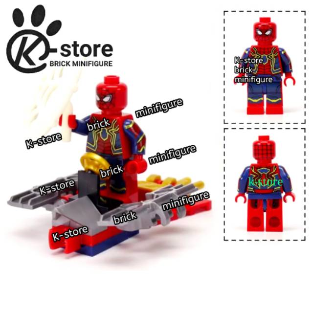 Lego iron spider spider-man spider man spiderman minifigure with flying vehicles glider