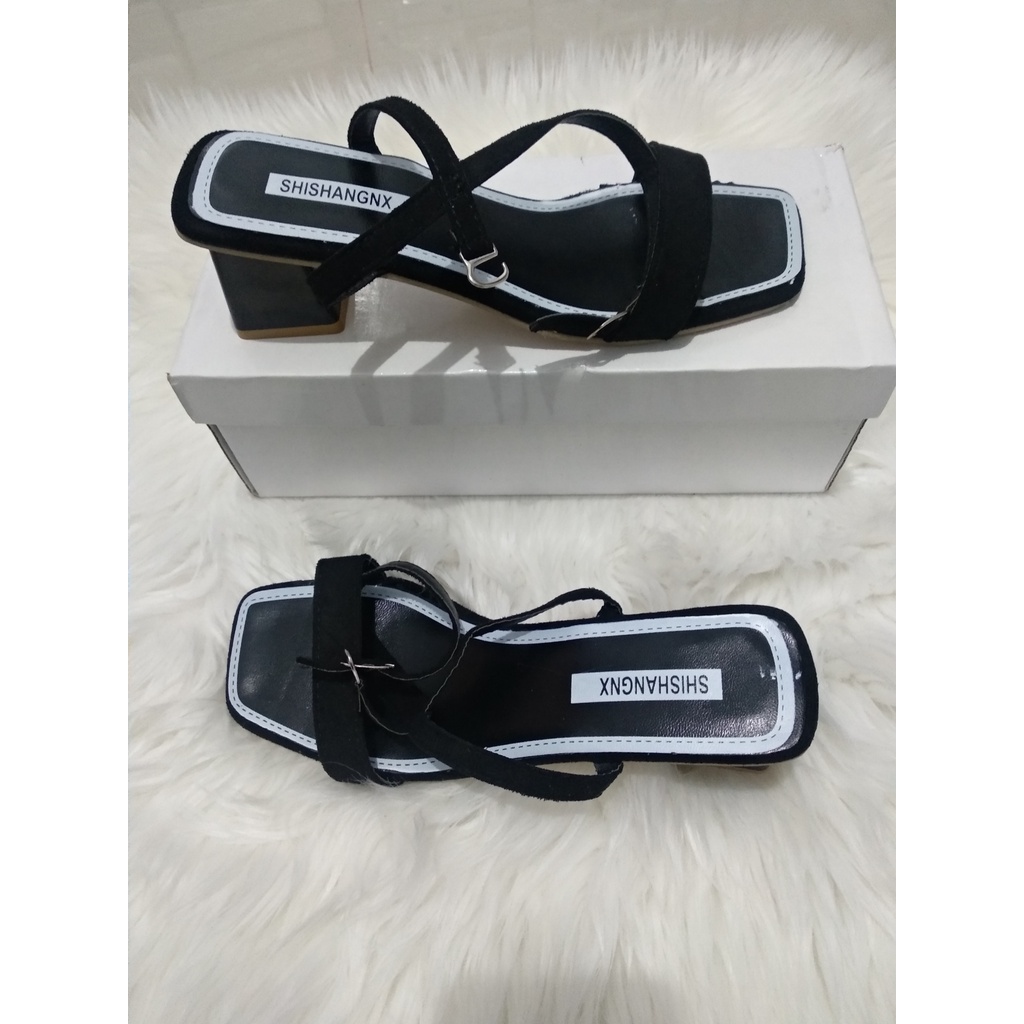 [JY] 1460 Sepatu Wanita Heels Hak Hitam Les Putih 418 ELEGAN CANTIK Pesta Santai Keren Impor