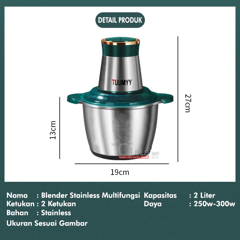 BLENDER GILINGAN STAINLESS MULTIFUNGSI (2L) OLL-0810