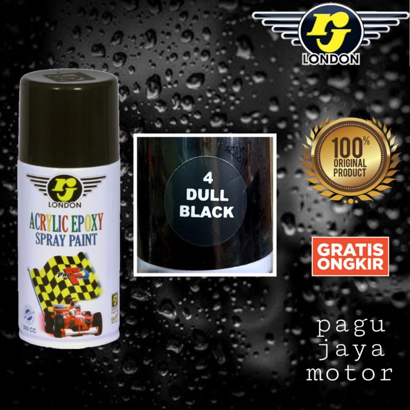 Pilok pilox 150cc dull black flat hitam doff dof rj london cat semprot spray paint untuk motor mobil velg helm kayu besi plastik