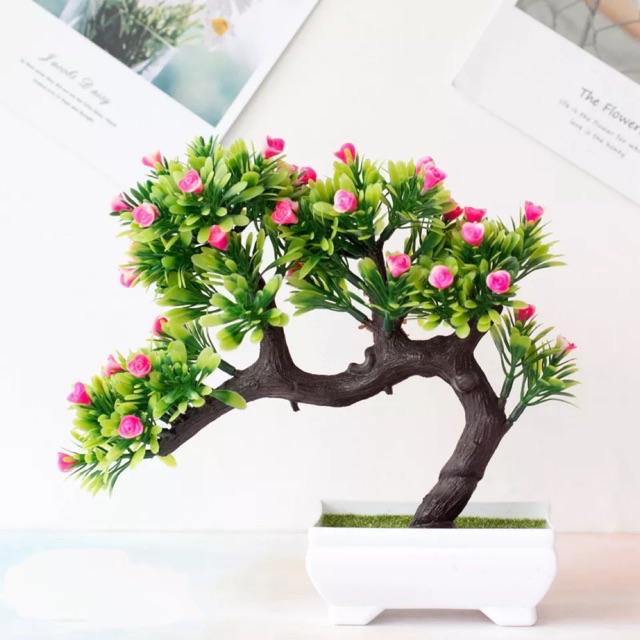 AM565 Bunga Plastik / Pajangan Bunga Artifisial / Vas Petak-Pink