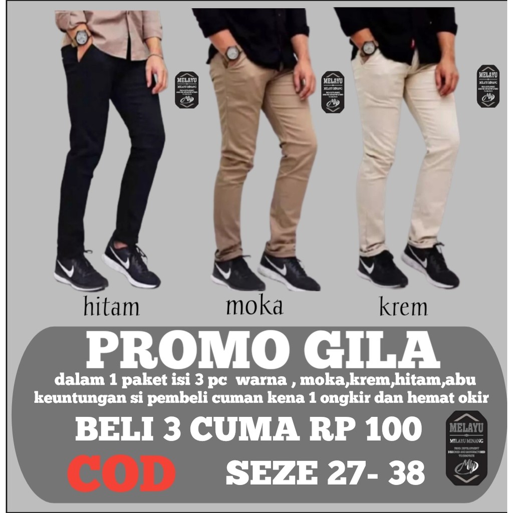 PROMO ISI 4 PC CELANA BAHAN | KERJA | CHINOS KANTOR | PANJANG | HITAM | DASAR PRIA SLIMFIT COD_