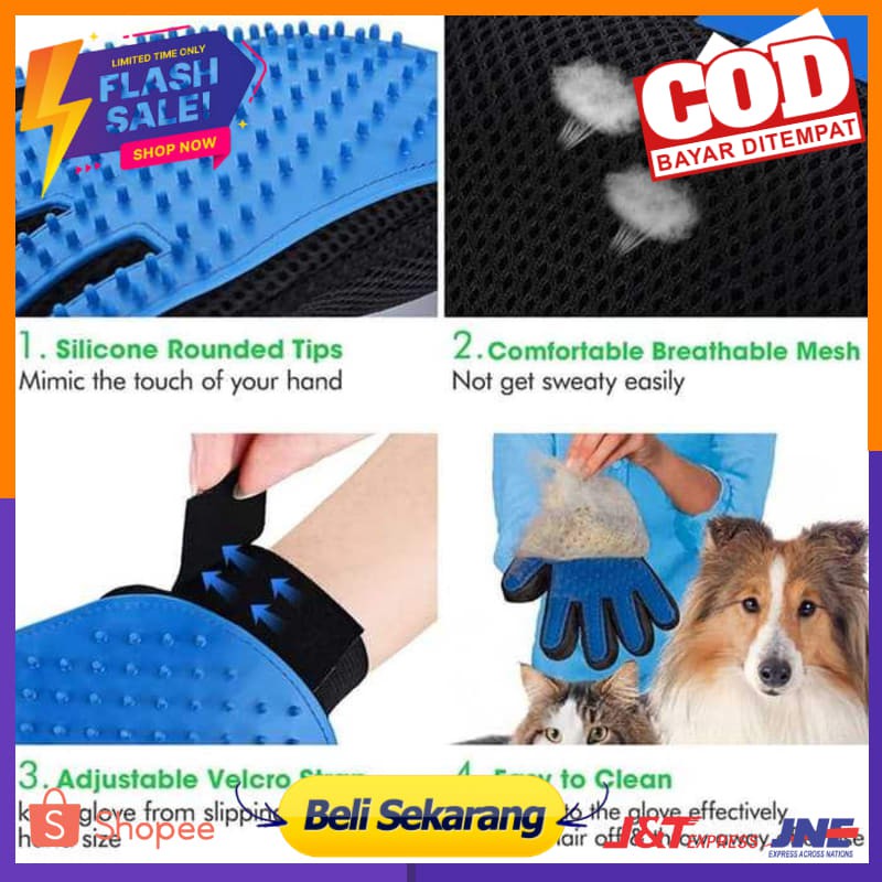 True Touch - Sarung Tangan Pemijat Perapi Bulu Hewan Anjing Kucing