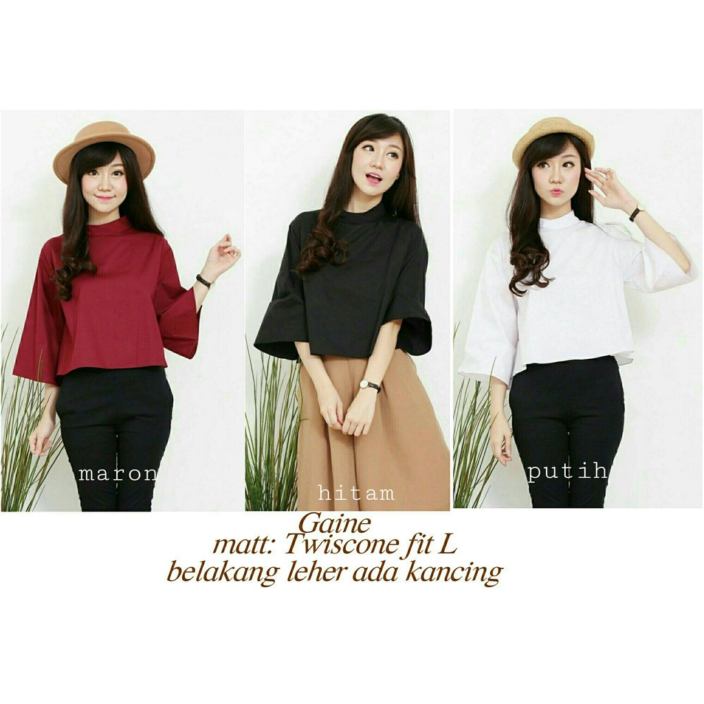 [Blouse Gaine Varian Warna RO] Blouse Wanita Twiscont Maroon/Hitam/Putih