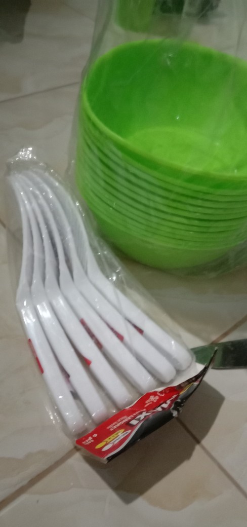 12pcs Mangkok Happy L Besar 16,5cm Kobokan Sayur Sebaguna