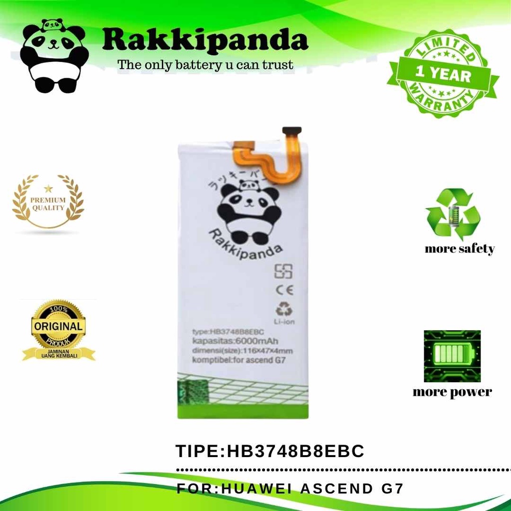 (R/K)- RakkiPanda - HB3748B8EBC Huawei Ascend G7 Batre Batrai Baterai