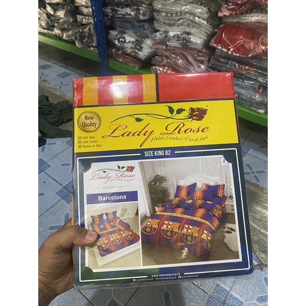 SPREI / SEPRAI KASUR BOLA 3D MOTIF BARCELONA PREMIUM MURAH