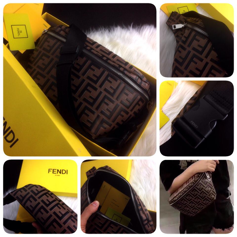 NEW FENDI~ROMA FF Embossed Leather BumBag SS19 #FD-6002 / VR