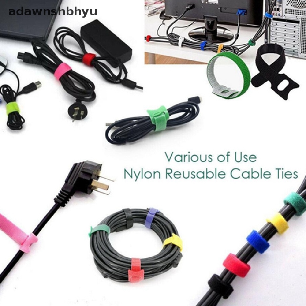 Adawnshbhyu 50pcs Detachable Cable Ties Warna Reusable Nylon Ties T-Type Cable Organizer