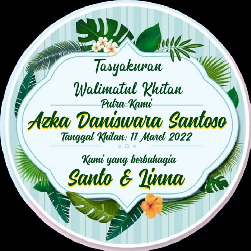 

STIKER LABEL TUMPENG MINI ACARA TASYAKURAN KHITANAN SUNATAN