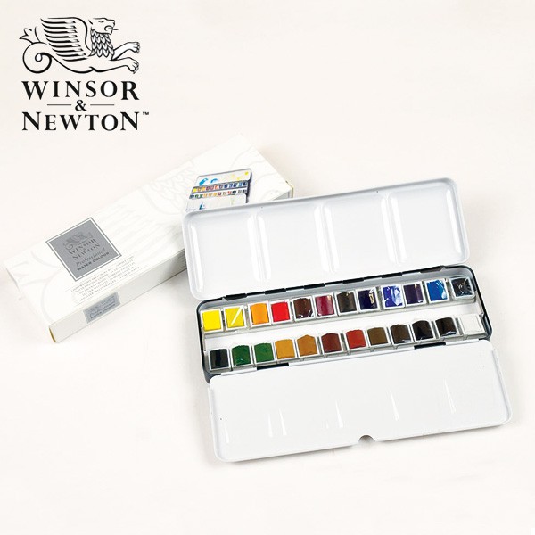 Winsor & Newton Professional Water Colour Metal 24 Half Pans | Shopee ...